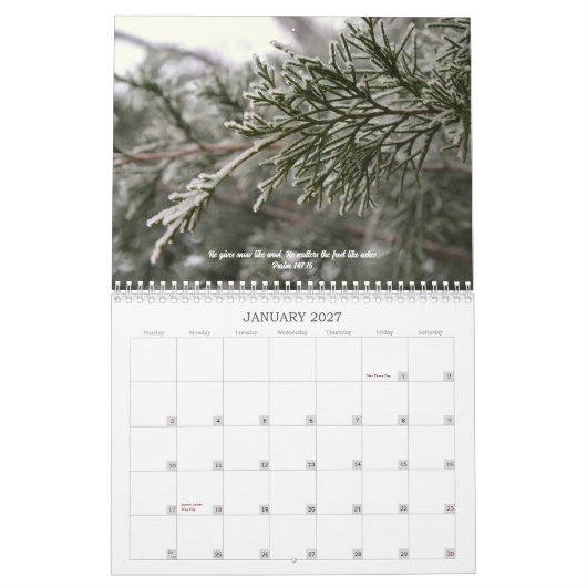 Bible Verse Écriture Calendrier Psaumes (Jan 2027)