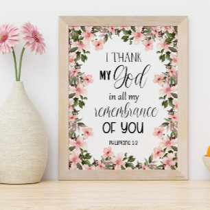 Bible verse Floral Philippians Mur Art Poster