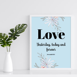 Bible verse Hébreux bleu Floral Poster