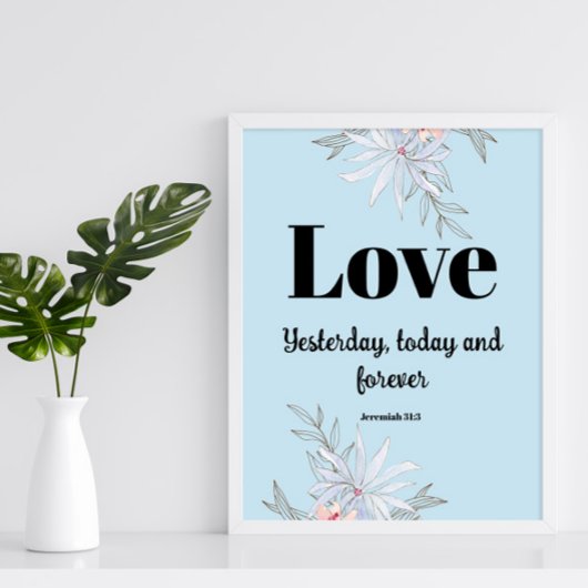 Bible verse Hébreux bleu Floral Poster