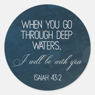 Bible Verse Isaiah Bleu Sticker rond