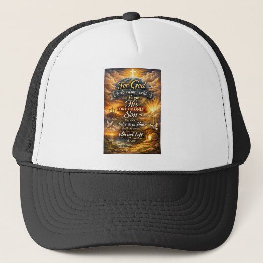 Bible Verse John 3:16 Trucker Hat Pet (Voorkant)