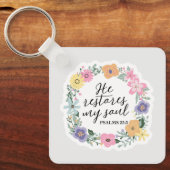 Bible Verse Keychain He Restores My Soul (Voorkant)