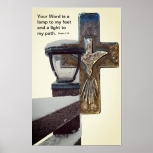 Bible Verse lampe croix Imprimer, Poster Papier (M