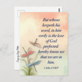 Bible Verse Matthieu 1 Jean 2:5 KJV Carte postale (Devant / Derrière)