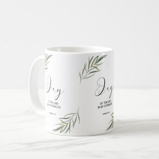 Bible verse Nehemiah Écriture feuille Café Mug (Devant gauche)