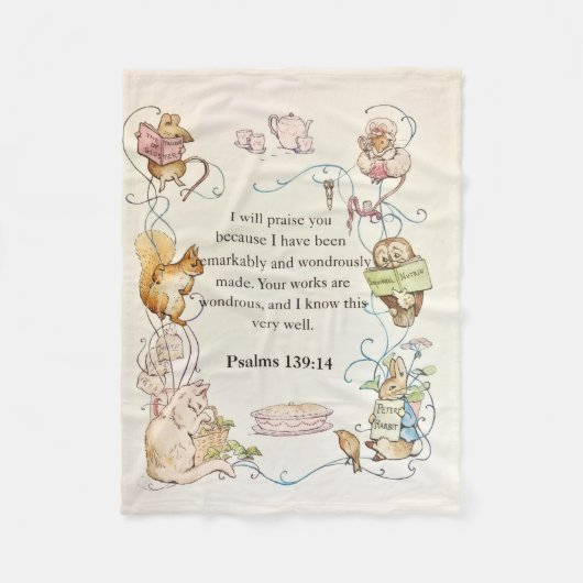 Bible verse nursery animals fleece blanket (Voorkant)