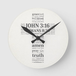 Bible Verse Reference Cross Wall Art Ronde Klok