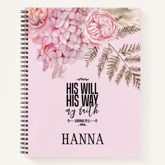 Bible Verse Rose Pampas Carnet en herbe (Devant)