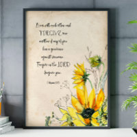 Bible Verse Tournesol Écriture Mur Art Poster