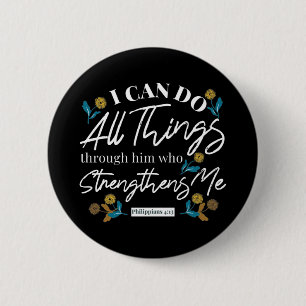 bible verse typografie floral art black ver ronde button 5,7 cm