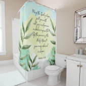 Bible verse vert feuille Douche rideau (En situation)