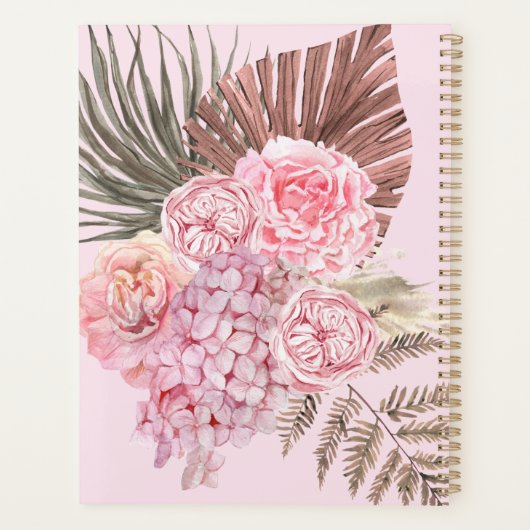 Bible Verset Floral Rose Pampas Planner (Dos)