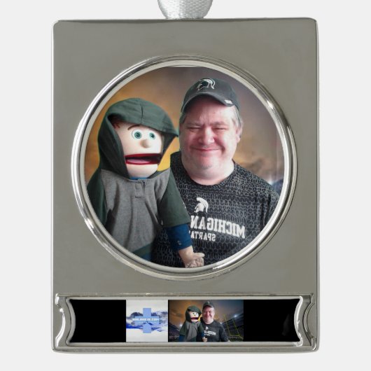 BIBLENKJV.COM™ 🛐 #SILVER VERZILVERD BANNER ORNAMENT (Voorkant)