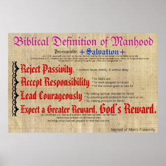 Biblicale definitie van mannelijkheid. poster