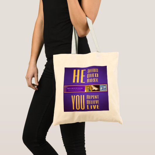 Biblicale signalen: "HIJ Dood - U leeft" Canvas ta Tote Bag (Voorkant (product))