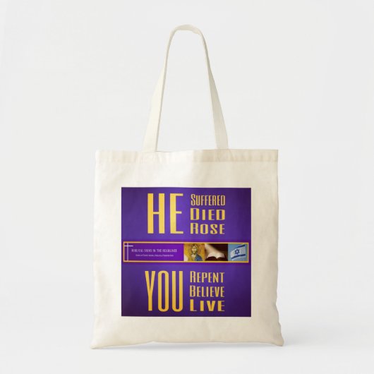Biblicale signalen: "HIJ Dood - U leeft" Canvas ta Tote Bag (Voorkant)