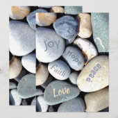 Biblicale waarden "Faith Love Hope" Modern Pebbles Save The Date (Voorkant / Achterkant)