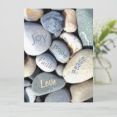 Biblicale waarden "Faith Love Hope" Modern Pebbles Save The Date (Staand voorkant)