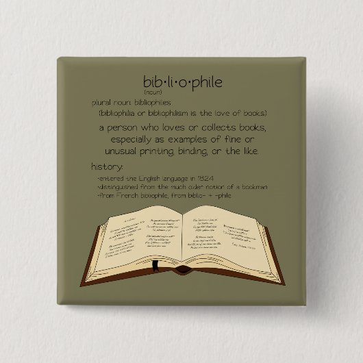 Bibliopfiel Vierkante Button 5,1 Cm (Voorkant)