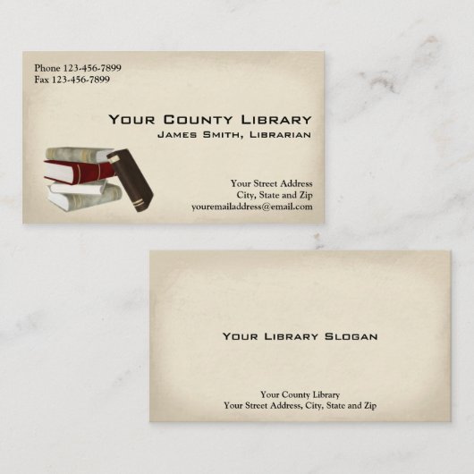 Bibliothécaire Carte de visite (Devant / Derrière)