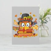 Bibliothecaris Boek Lezer Grappige Kalkoen Thanksg Feestdagenkaart (Staand voorkant)