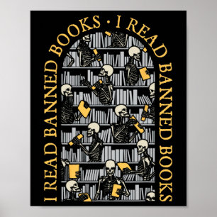 Bibliothecaris Halloween Ik las Nieuwe Boeken Skel Poster