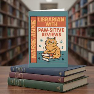 Bibliothecaris Met Poesitieve Recensies Kat & Boek Kaart