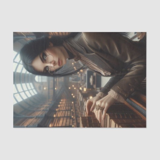 Bibliothecaris Steampunk Victoriaans Lady Tissuepapier (Voorkant)