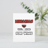 Bibliothecaris... Zal werken voor wijn Briefkaart (Staand voorkant)