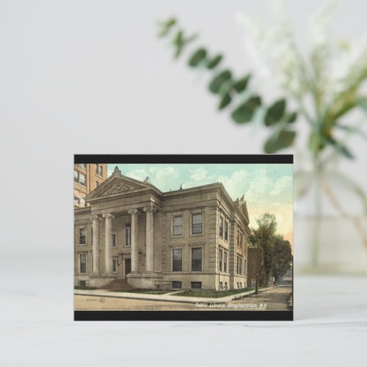 Bibliotheek, Binghamton NY 1909 Briefkaart (Staand voorkant)