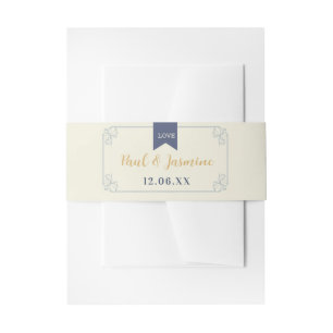 Bibliotheek Boek Bruiloft Bestek Band Cream Uitnodigingen Wikkel