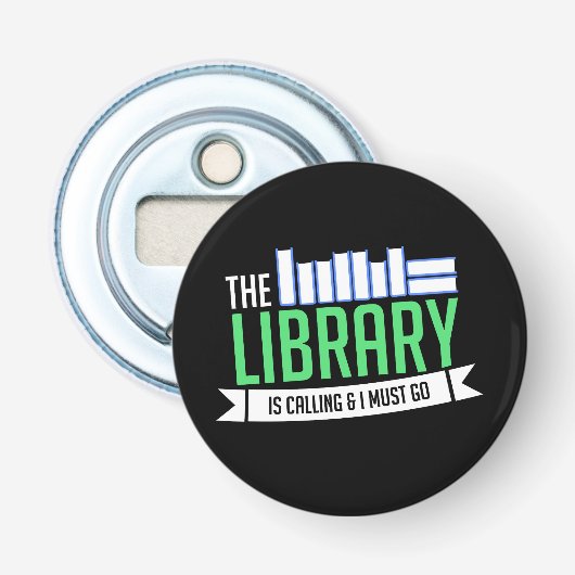 Bibliotheek Boeken Cadeau Button Flesopener (Voorkant)