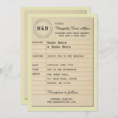 Bibliotheek Bruiloft Uitnodiging Boek Thema Uitnod (Voorkant / Achterkant)