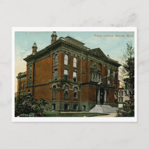 Bibliotheek, Detroit, MI 1909 Vintage Briefkaart