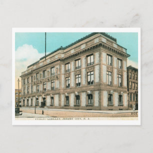 Bibliotheek, Jersey City, NJ Vintage Briefkaart