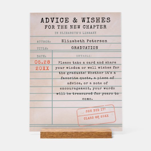 Bibliotheek Kaart Boek Thema Afstuderen Adviezen W Acryl Bord (Voorkant)