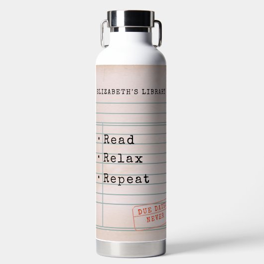  Bibliotheek Kaart Book Lover Bookish Bookworm Waterfles (Voorkant)