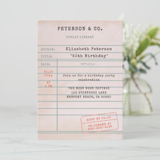 Bibliotheek Kaart Book Lover Verjaardagsfeest (Staand voorkant)