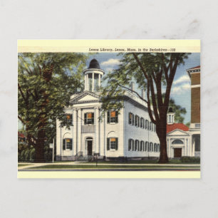 Bibliotheek, Lenox, Massachusetts 1932 Vintage Briefkaart