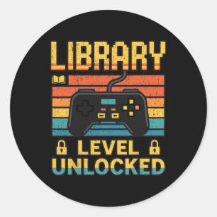 Bibliotheek Liefhebbers Docenten Grappige Videogam Ronde Sticker
