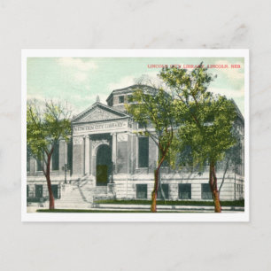 Bibliotheek, Lincoln, Vintage van Nebraska Briefkaart