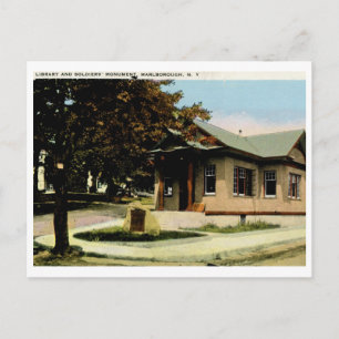 Bibliotheek, Marlborough, NY Vintage Briefkaart