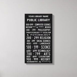 Bibliotheek met dewey Decimal Bus Roll op canvas Afdruk