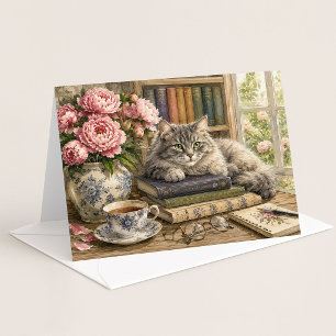 Bibliotheek metgezel watercolor notitiekaart