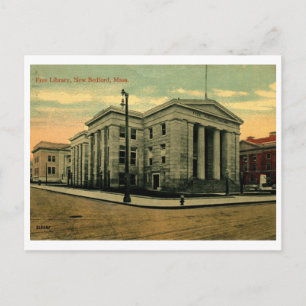 Bibliotheek, New Bedford, MA 1912 Vintage Briefkaart