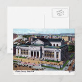 Bibliotheek, New York, Vintage 1908 Briefkaart (Voorkant / Achterkant)