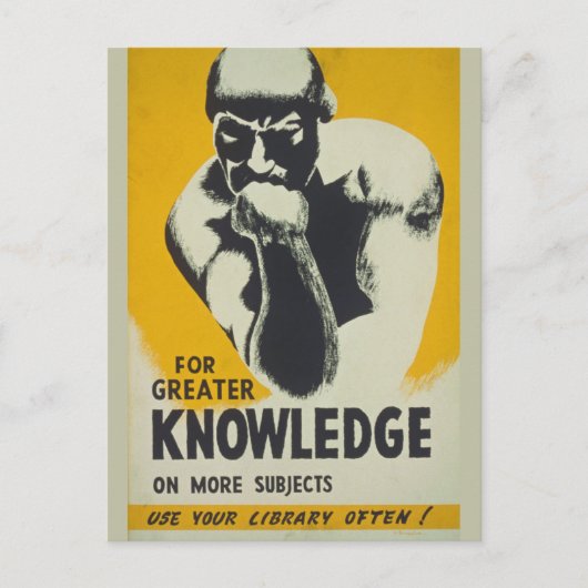 bibliotheek Poster Thinker Statue Librarian Briefkaart (Voorkant)