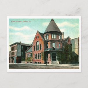 Bibliotheek, Quincy, IL 1914 Vintage Briefkaart
