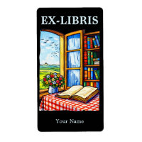 Bibliotheek Raam Kleur Boekplaat Ex Libris Sjabloo